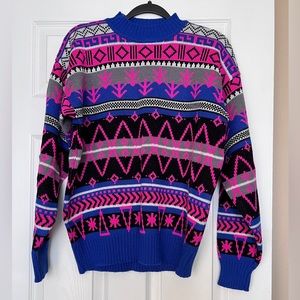 Vintage Pink and Blue Knit Sweater